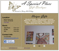 A Special Place Gift Boutique Web Site
